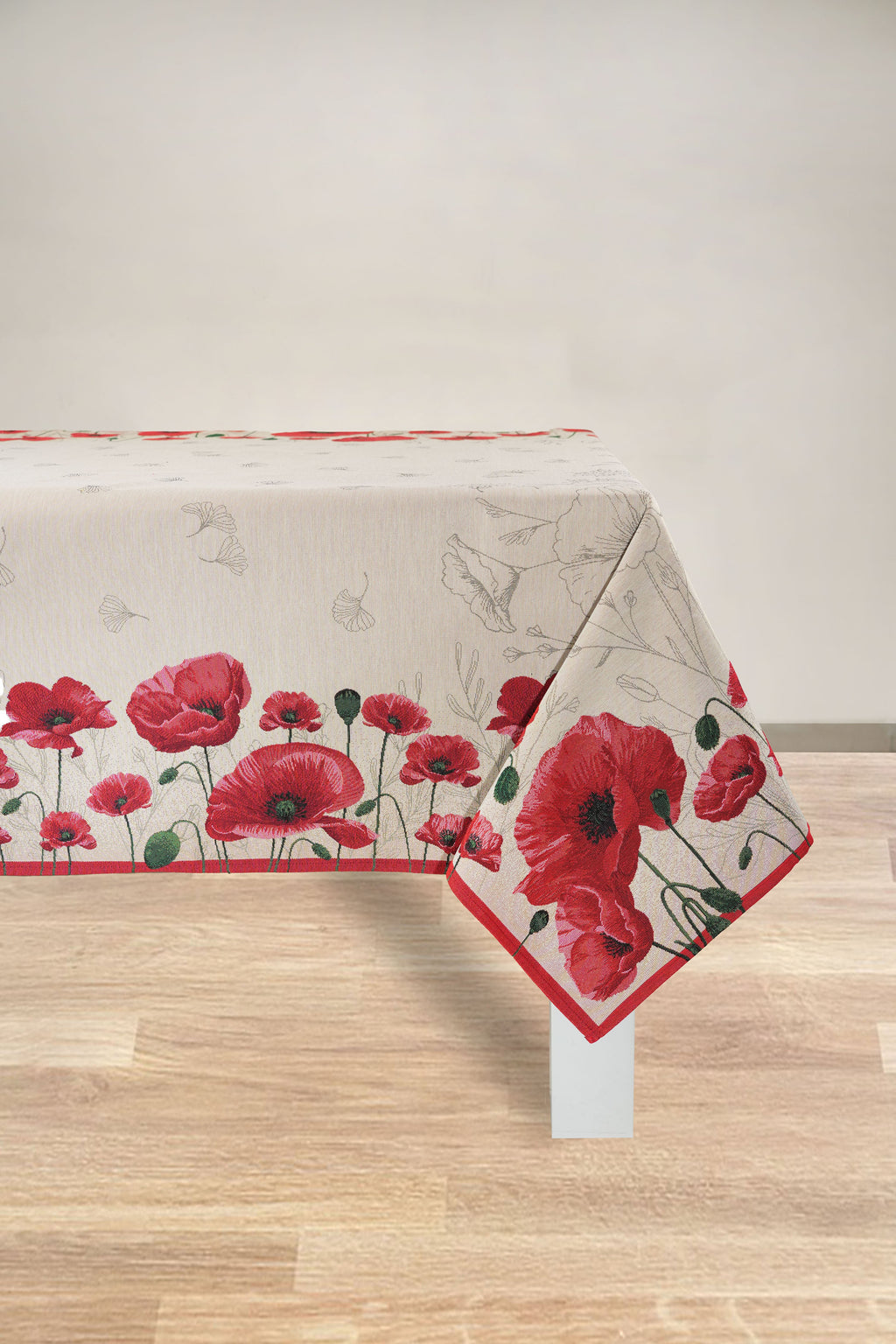 COPRITAVOLO GOBELIN RETTANGOLARE PAPAVERI ROSSI