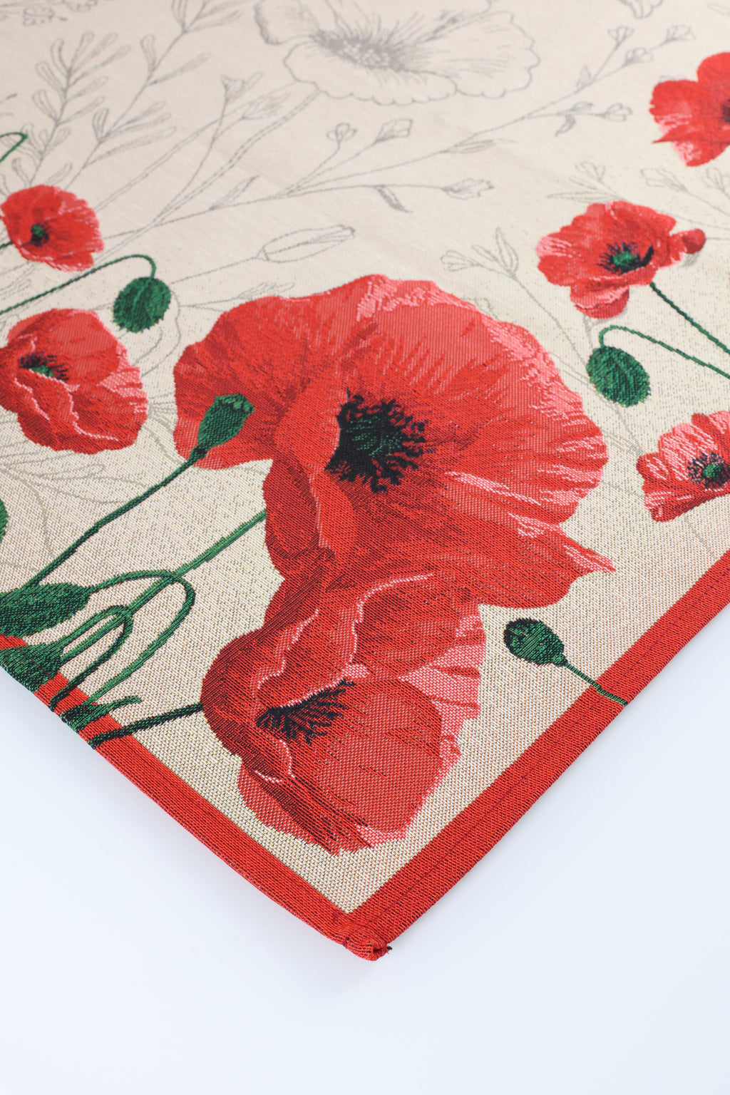 COPRITAVOLO GOBELIN RETTANGOLARE PAPAVERI ROSSI