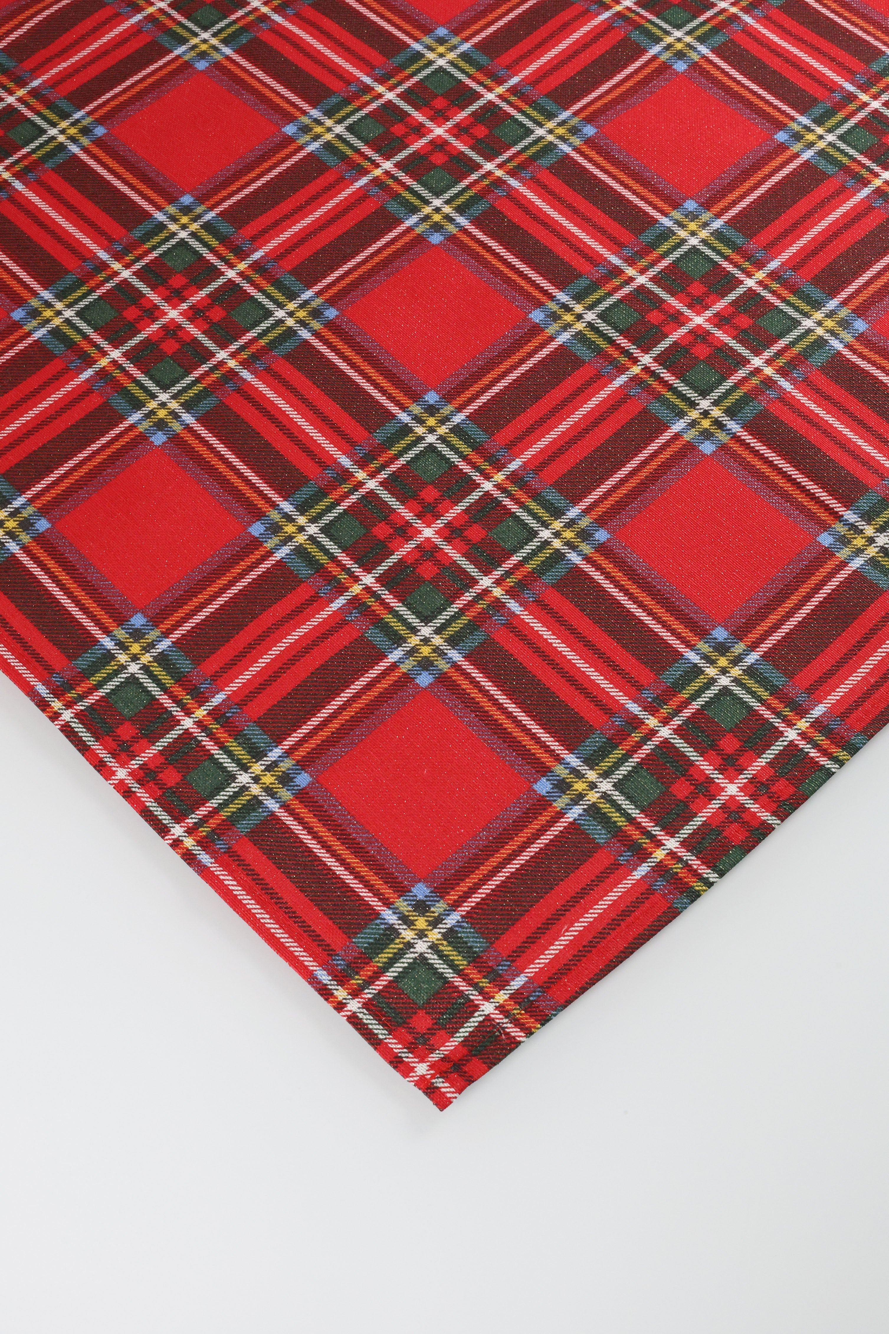 TOVAGLIA PANAMA LUREX NATALIZIA RETTANGOLARE SCOZZESE