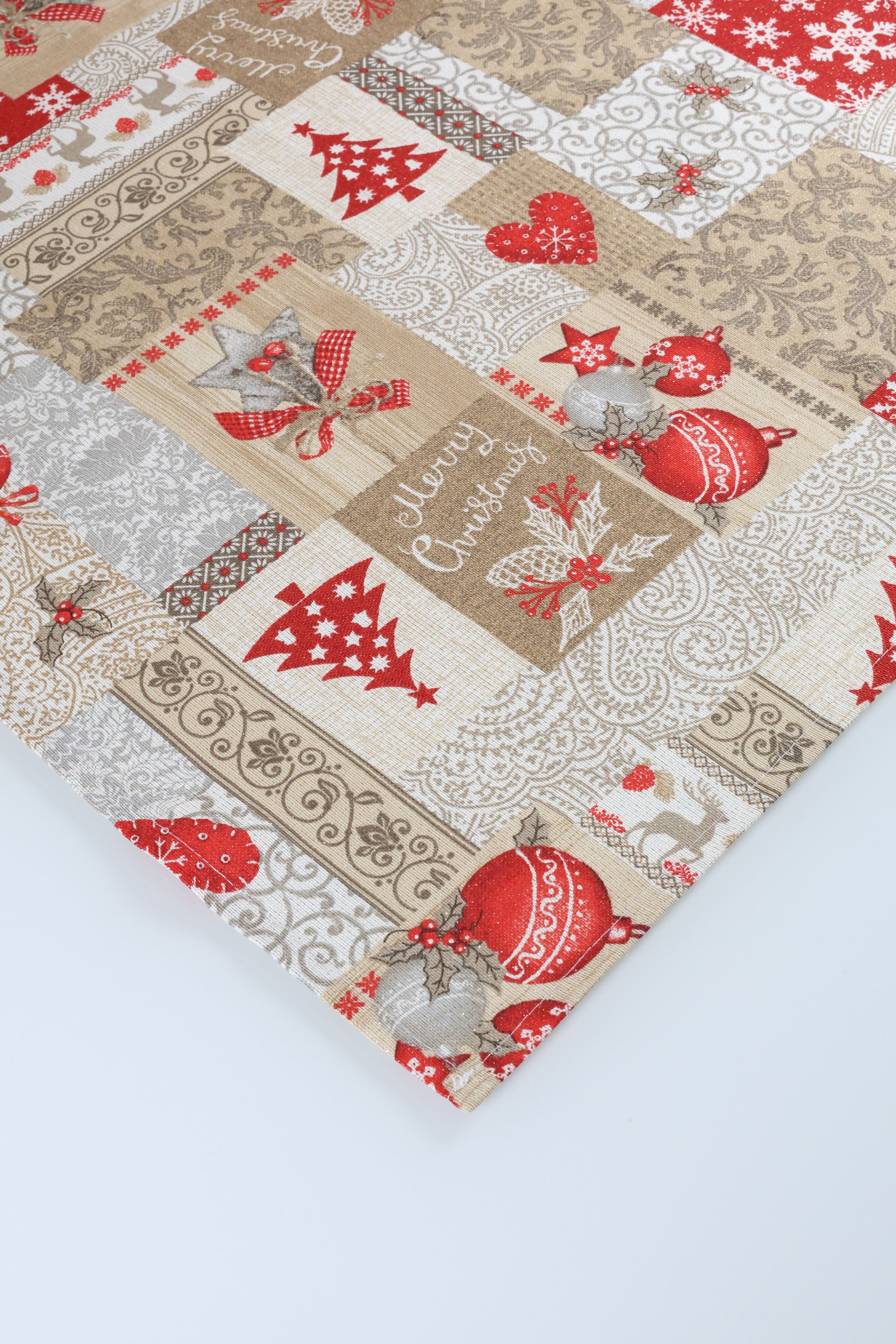 TOVAGLIA PANAMA LUREX NATALIZIA RETTANGOLARE PATCHWORK