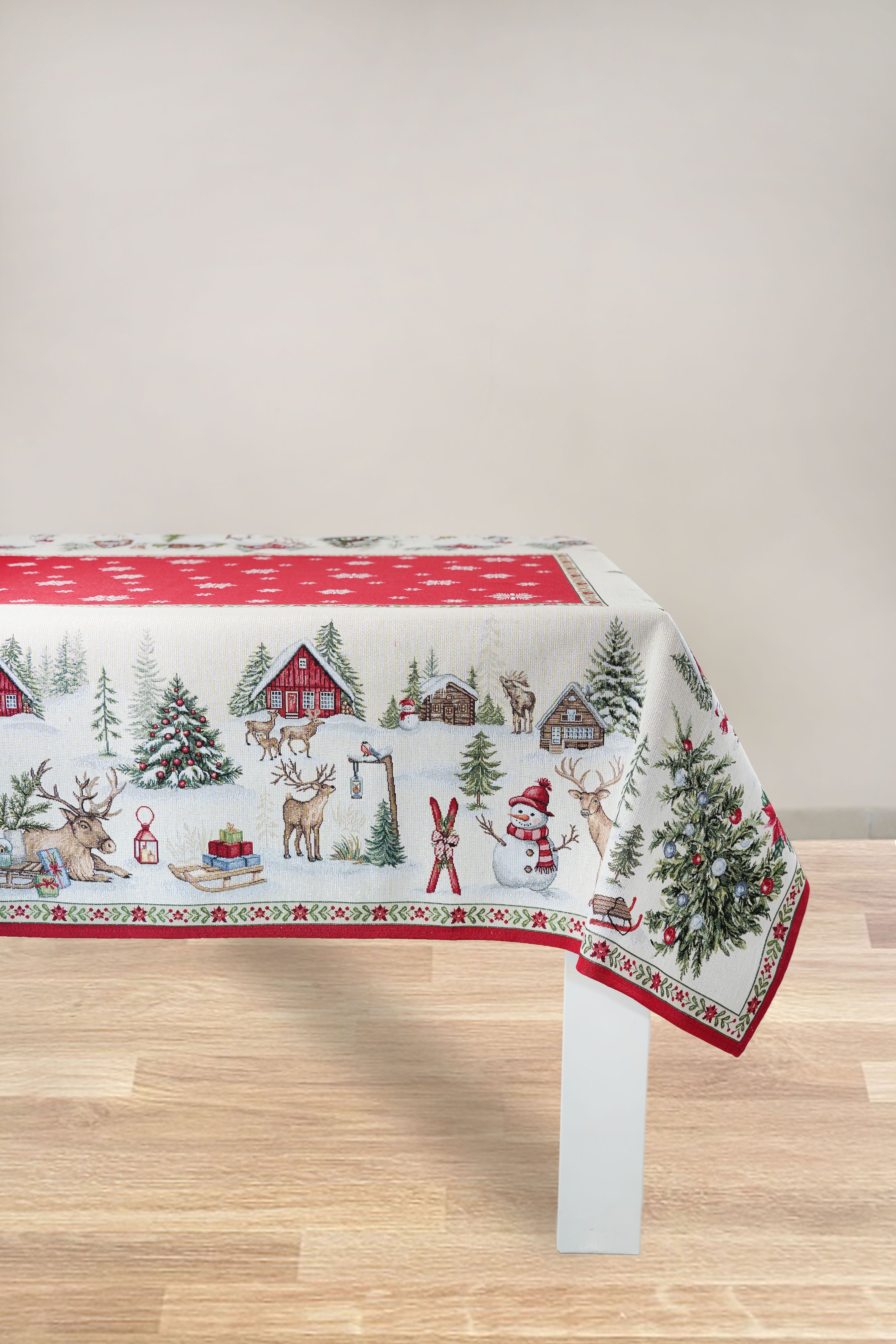 COPRITAVOLO GOBELIN NATALIZIO RETTANGOLARE PAESAGGIO