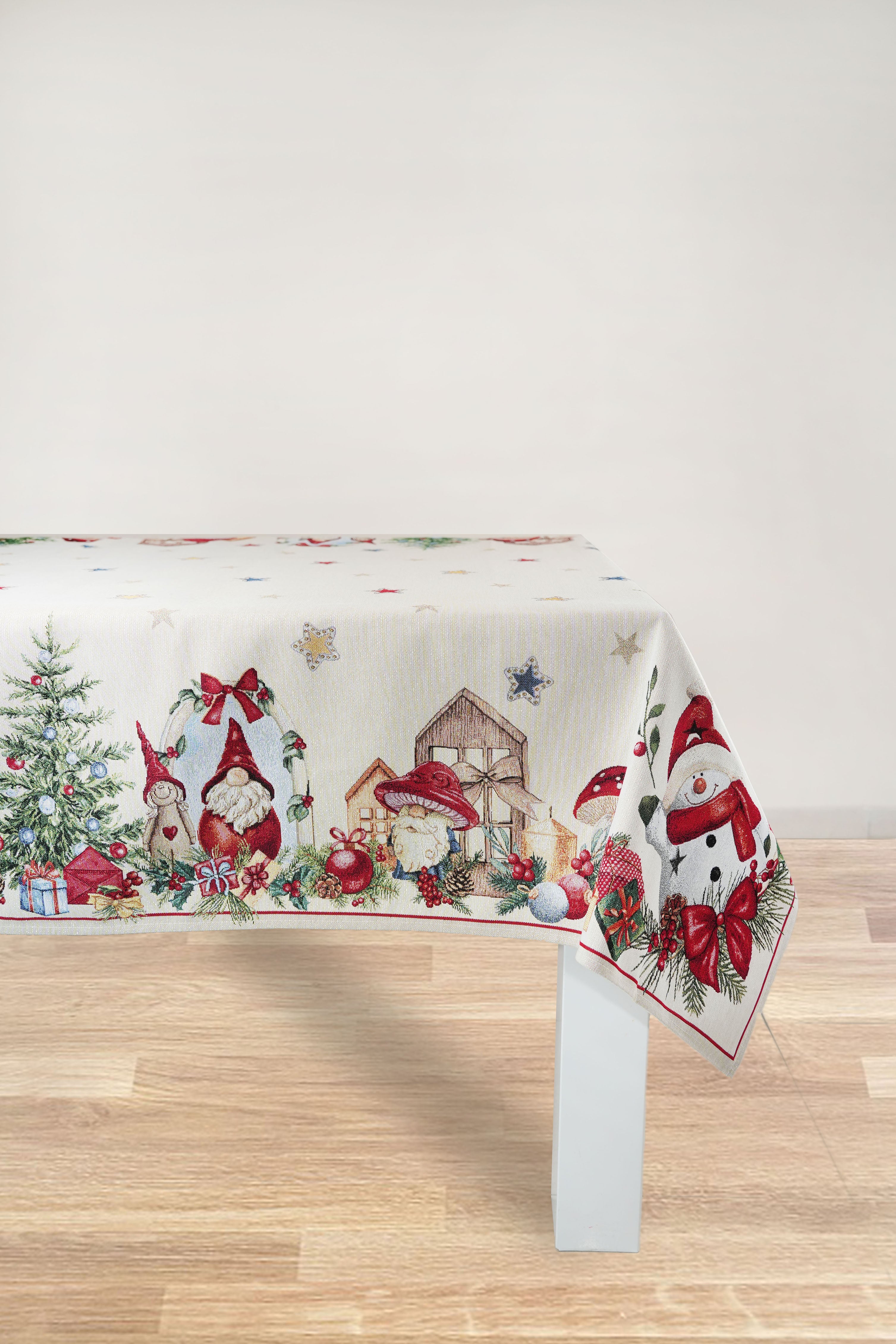 COPRITAVOLO GOBELIN NATALIZIO RETTANGOLARE GNOMO 3