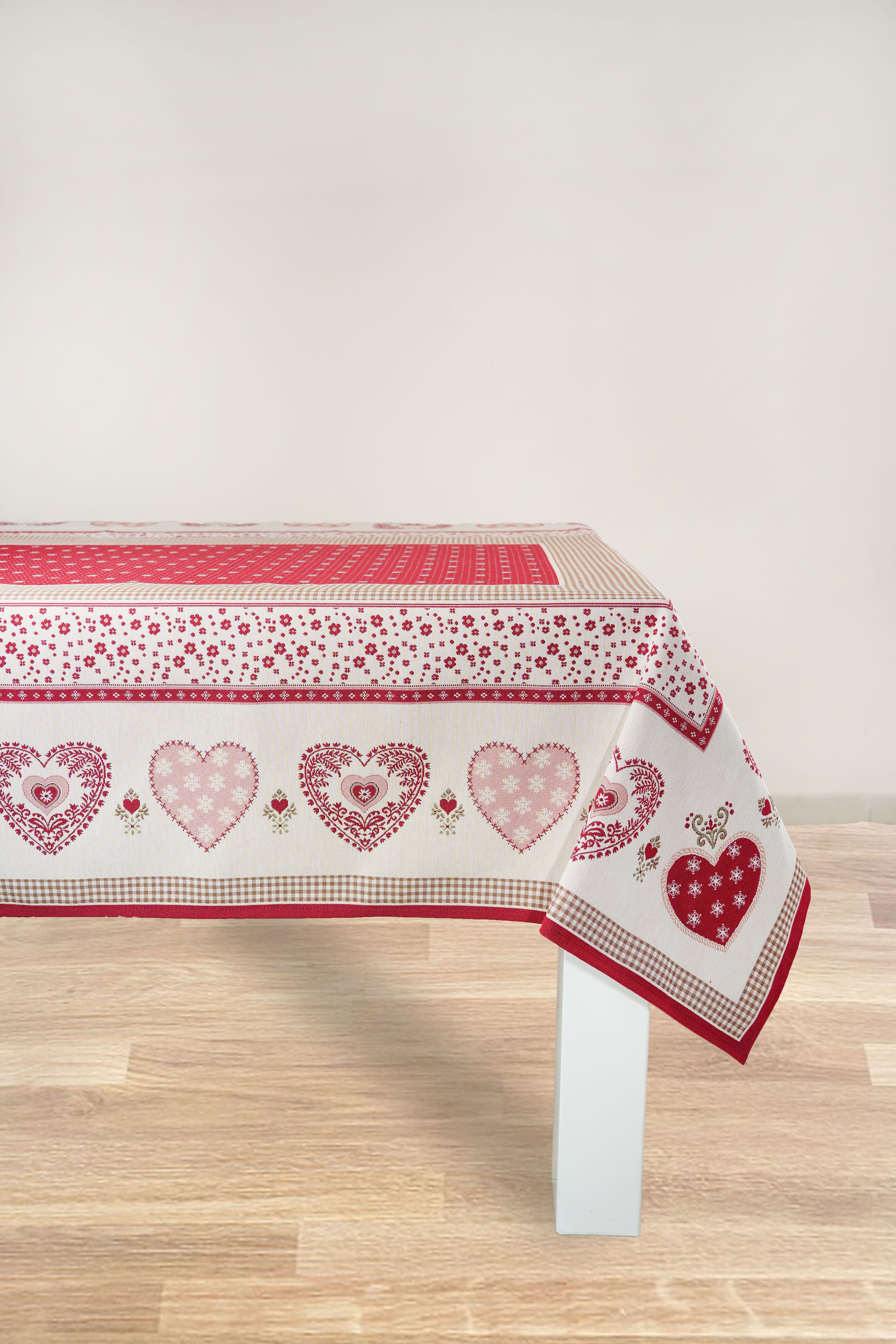 COPRITAVOLO GOBELIN NATALIZIO RETTANGOLARE CUORE