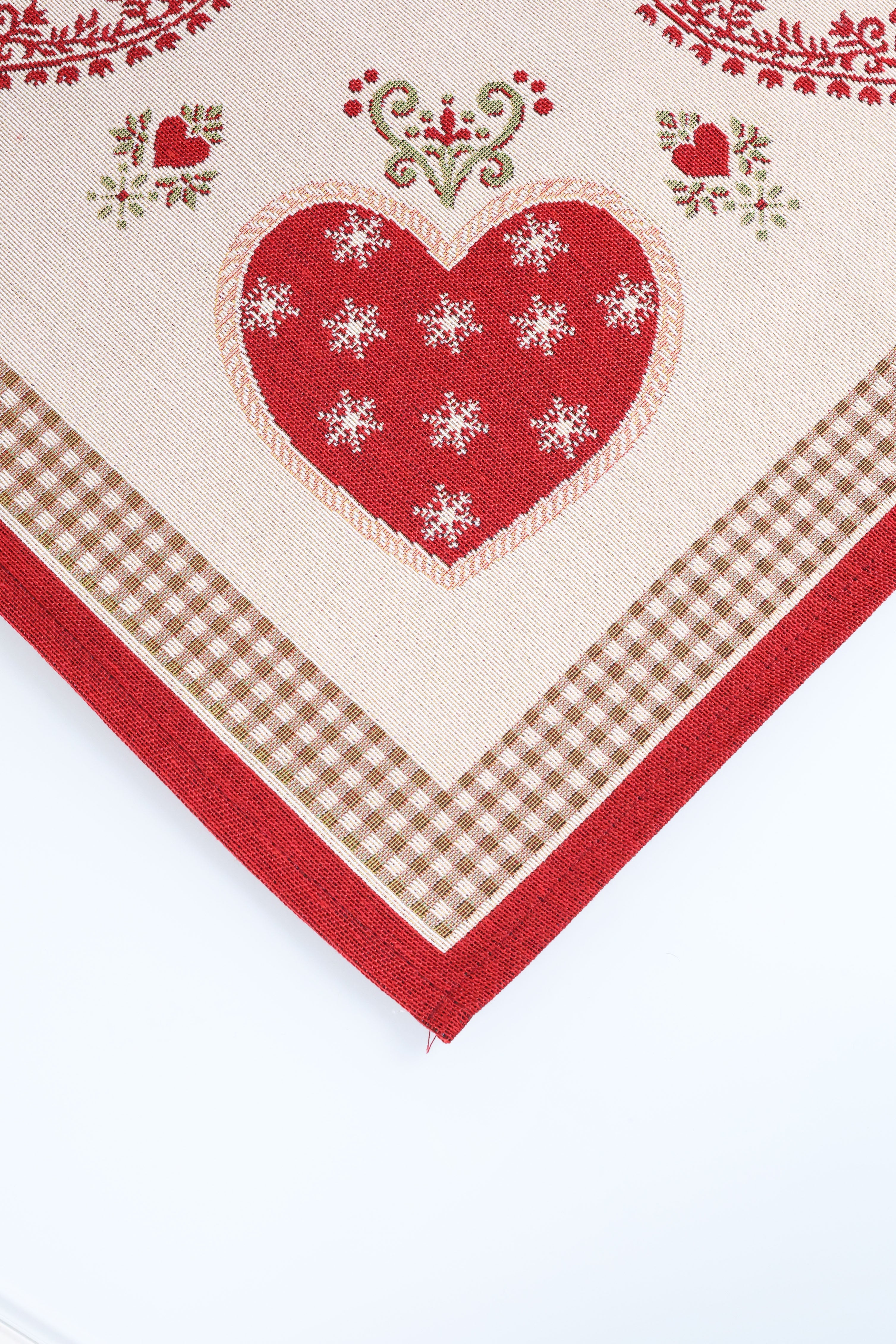 COPRITAVOLO GOBELIN NATALIZIO RETTANGOLARE CUORE