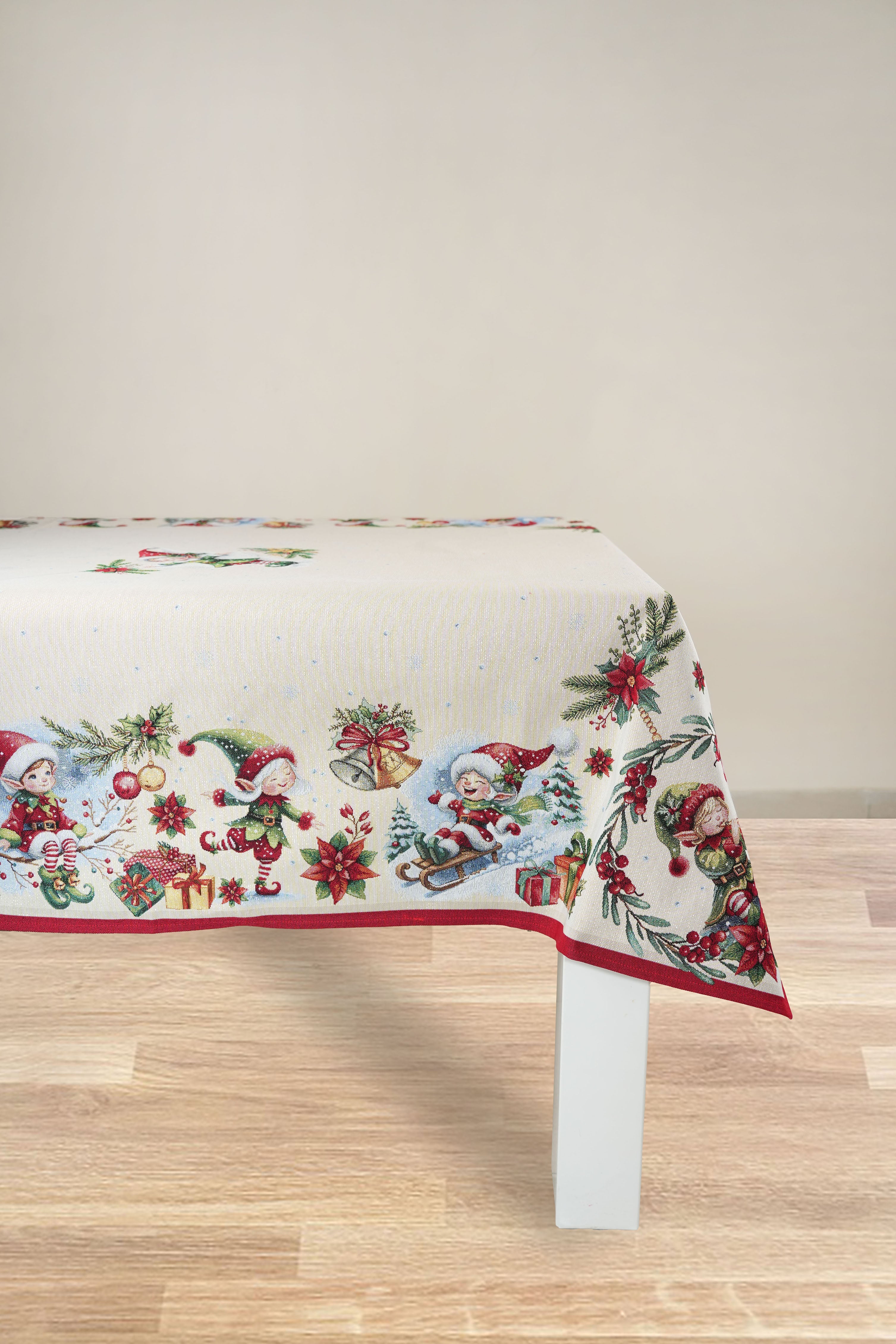 COPRITAVOLO GOBELIN NATALIZIO RETTANGOLARE ELFO