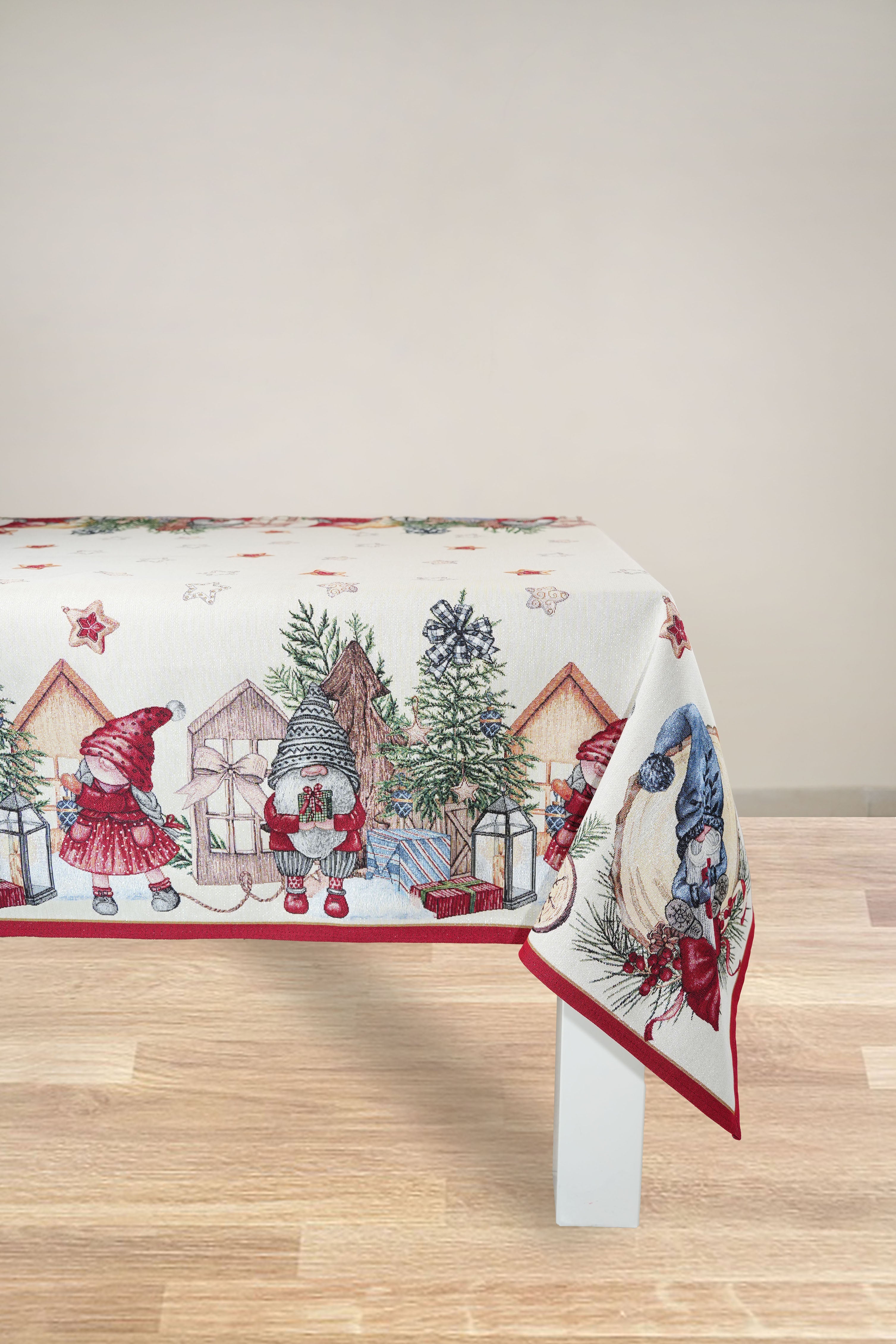 COPRITAVOLO GOBELIN NATALIZIO RETTANGOLARE GNOMO 10