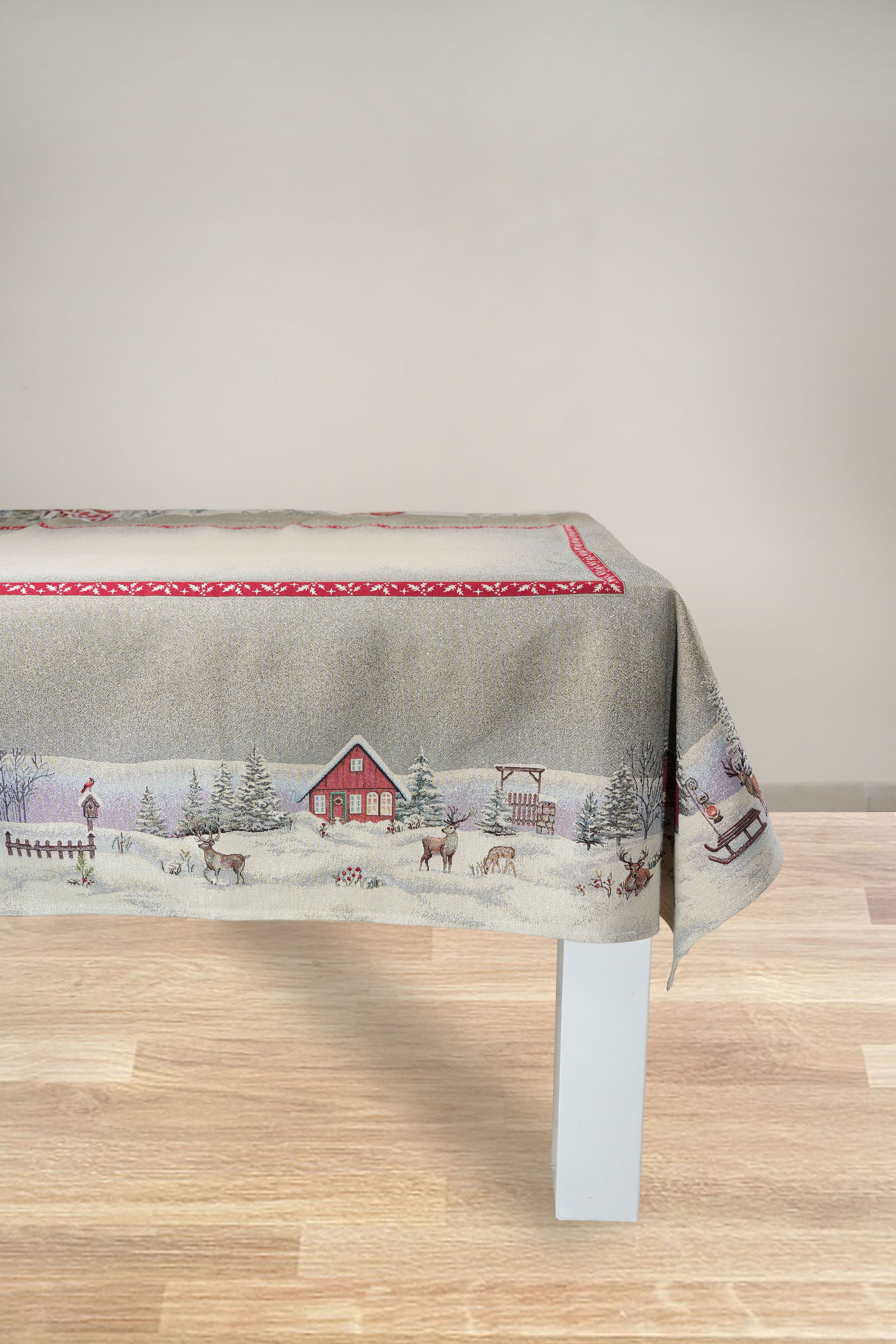 COPRITAVOLO GOBELIN NATALIZIO RETTANGOLARE PAESAGGIO 1