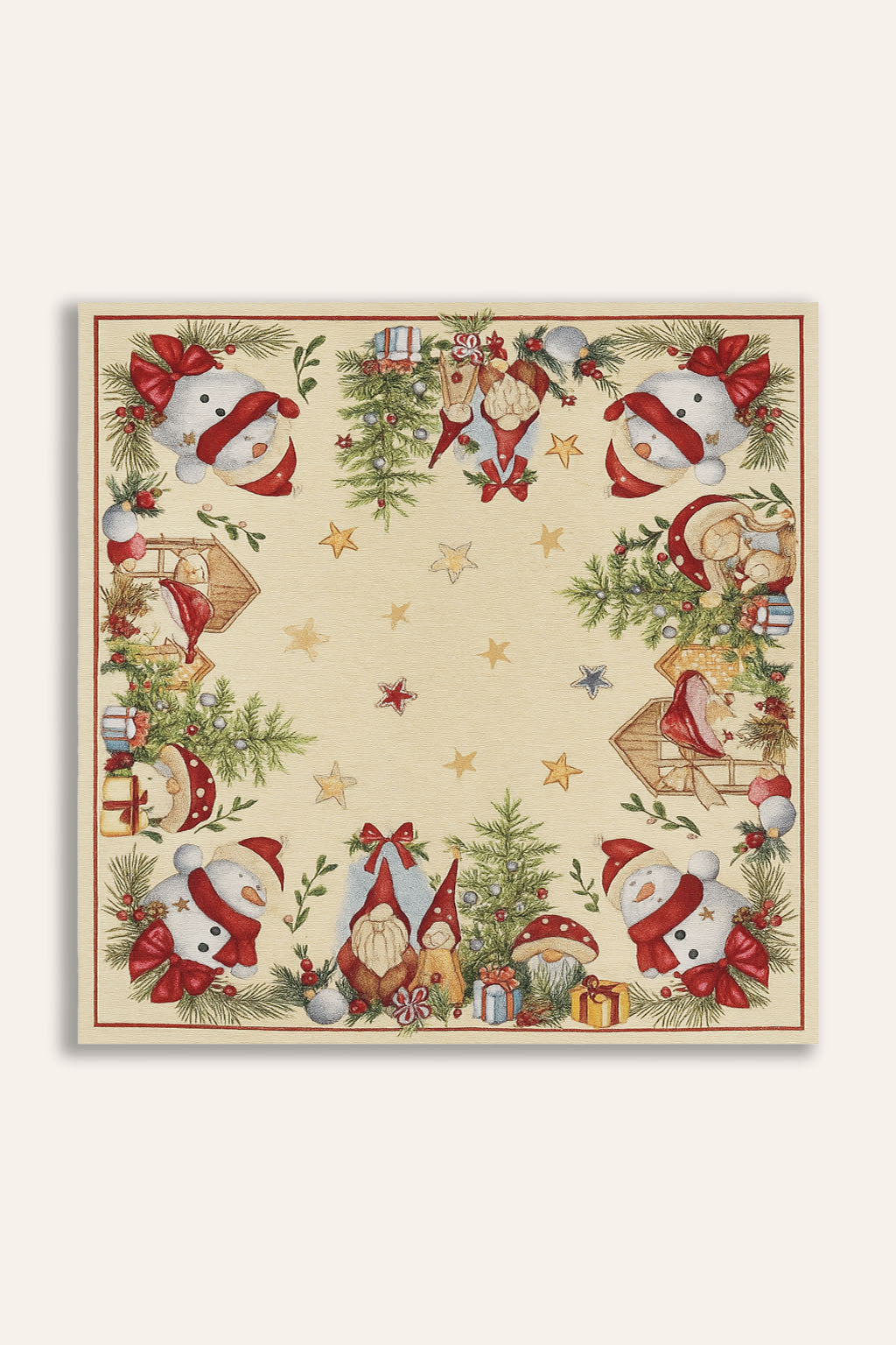 COPRITAVOLO GOBELIN NATALIZIO QUADRATOPUPAZZO DI NEVE