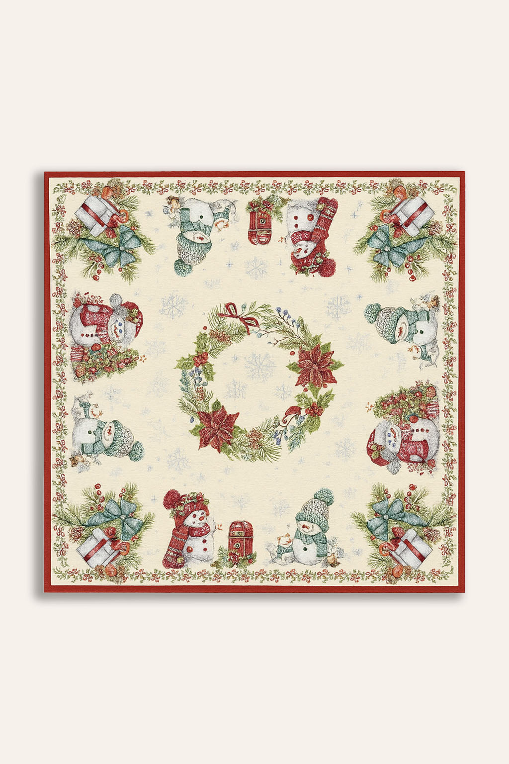 COPRITAVOLO GOBELIN NATALIZIO QUADRATOPUPAZZO DI NEVE 1