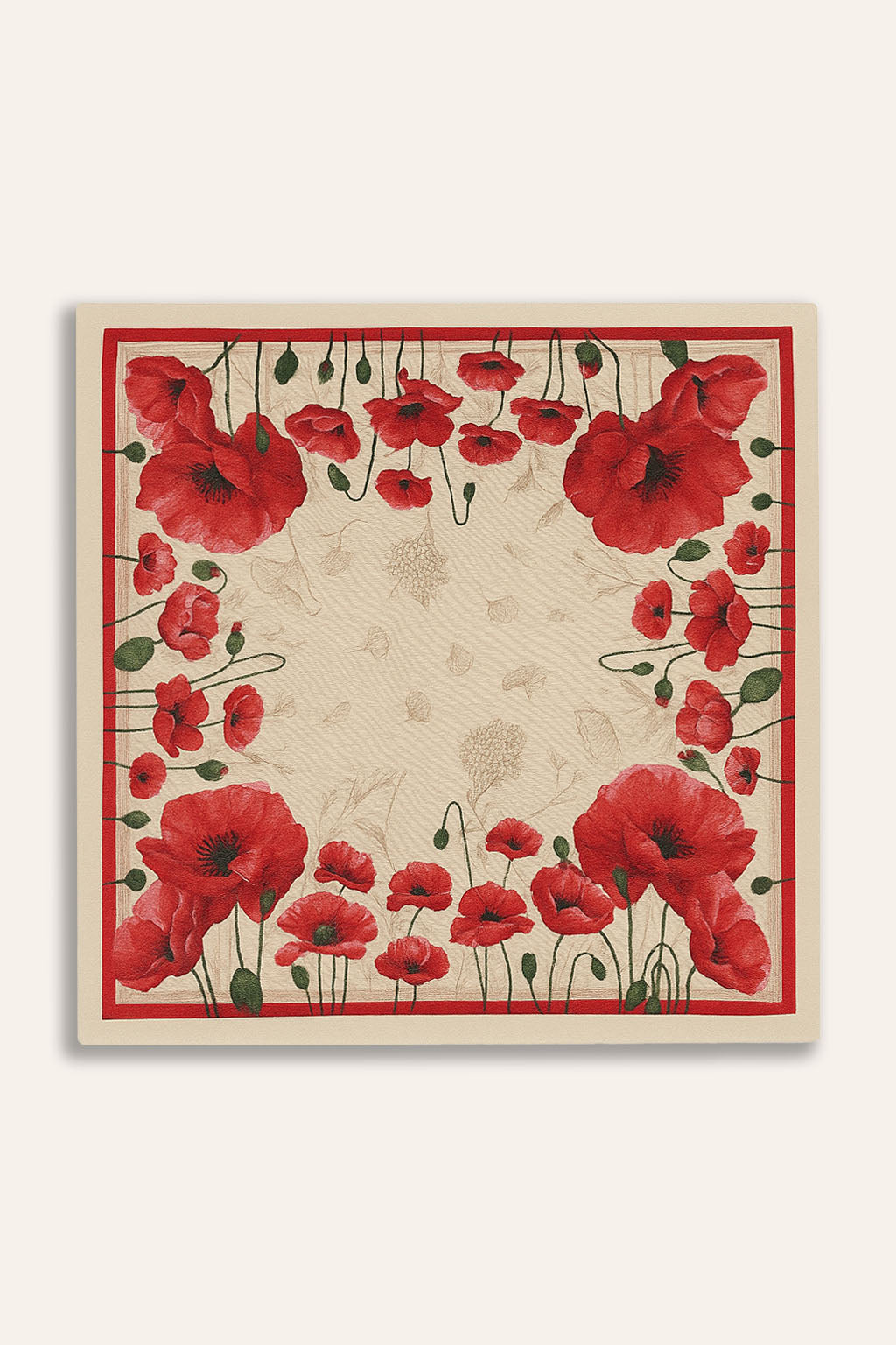 COPRITAVOLO QUADRATO GOBELIN PAPAVERI ROSSI