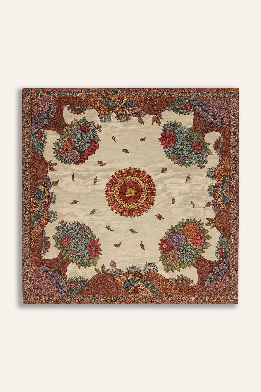 COPRITAVOLO QUADRATO GOBELIN ALBERO DELLA VITA