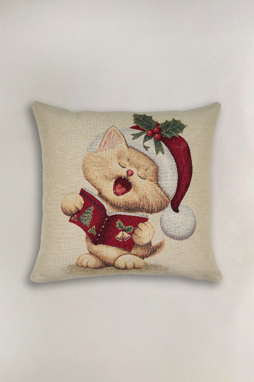 FODERA CUSCINO GOBELIN NATALIZIO GATTO CAPPELLO