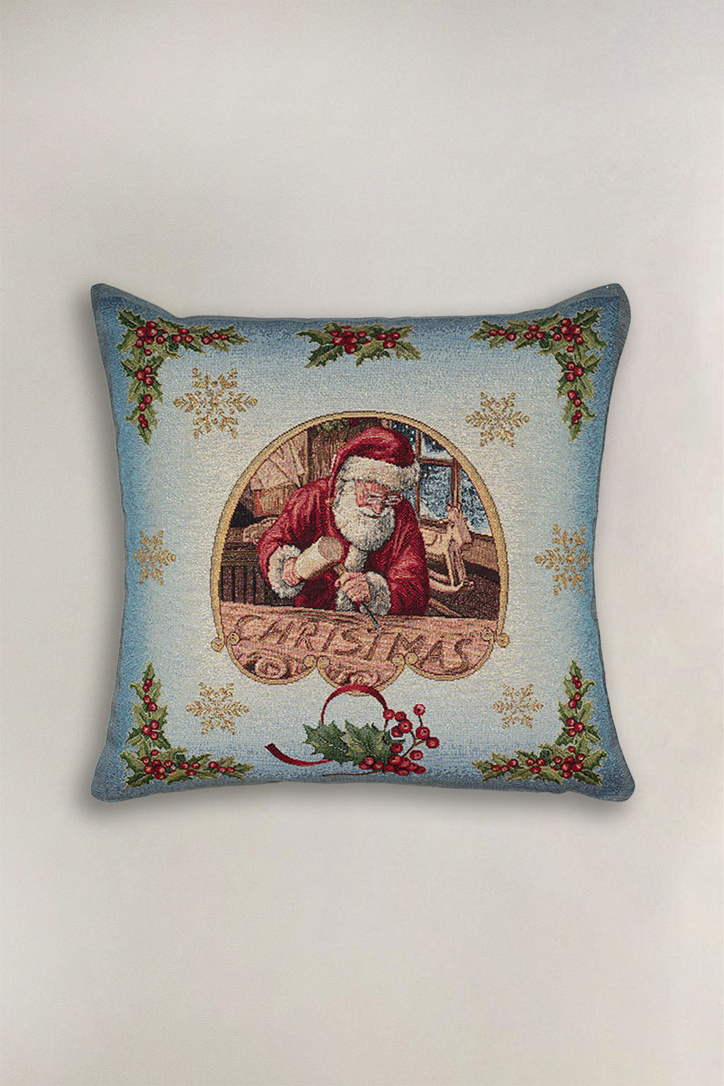FODERA CUSCINO GOBELIN NATALIZIO BABBO NATALE BLU 8
