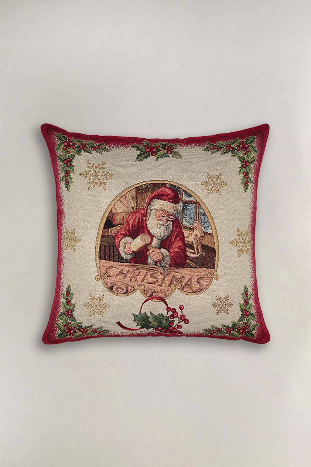 FODERA CUSCINO GOBELIN NATALIZIO BABBO NATALE ROSSO 8