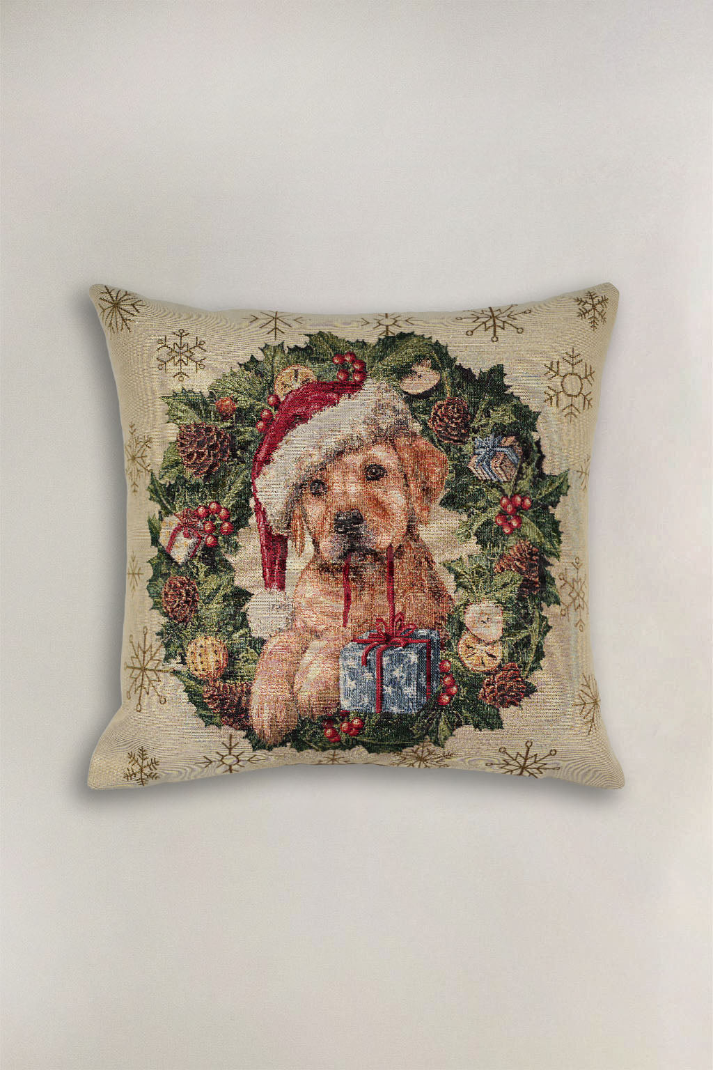 FODERA CUSCINO GOBELIN NATALIZIO CANE CAPPELLO