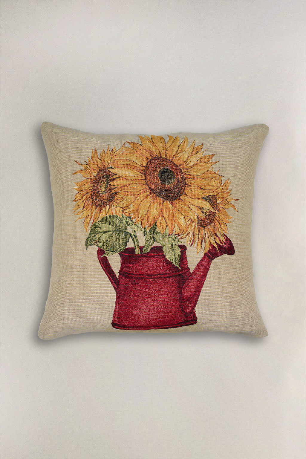 FODERA CUSCINO GOBELIN GIRASOLE CON SECCHIO ROSSO