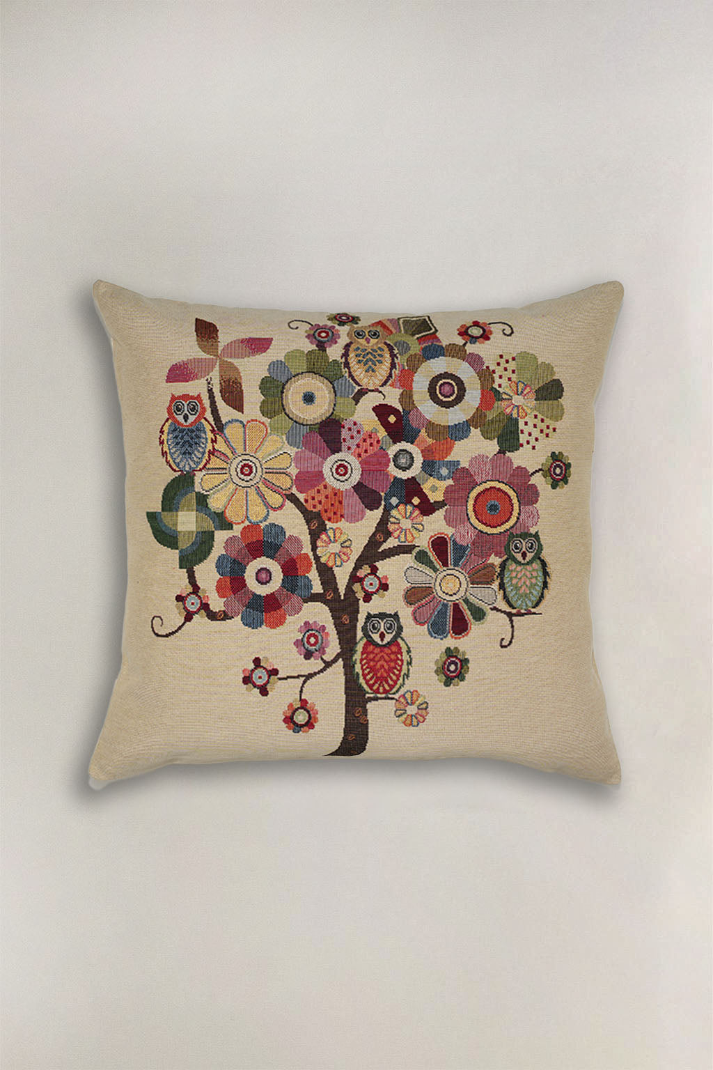 FODERA CUSCINO GOBELIN ALBERO E GUFI
