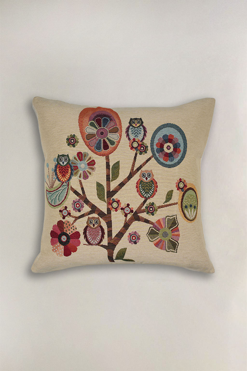 FODERA CUSCINO GOBELIN ALBERO E GUFI 1