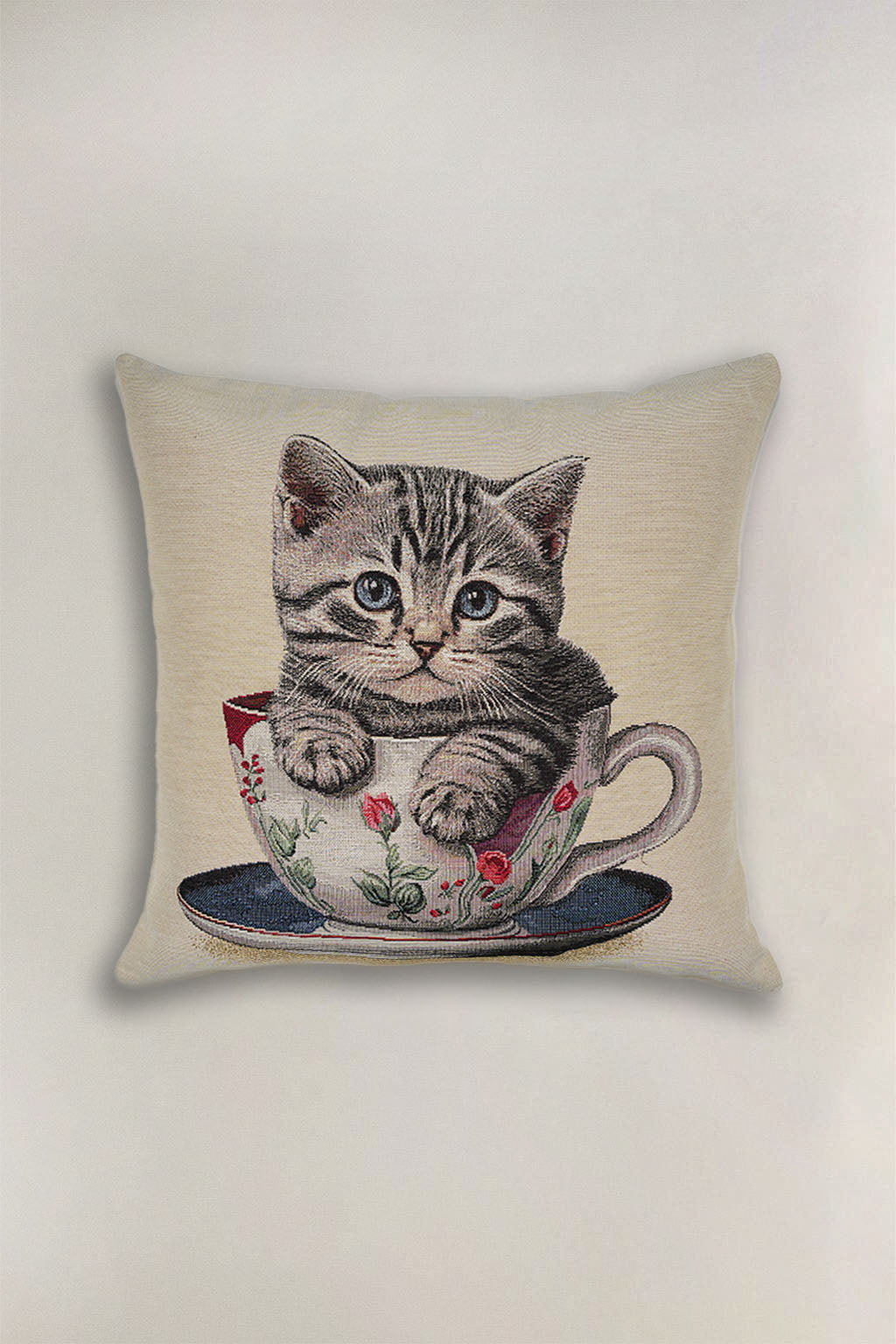 FODERA CUSCINO GOBELIN GATTO NELLA TAZZA 2