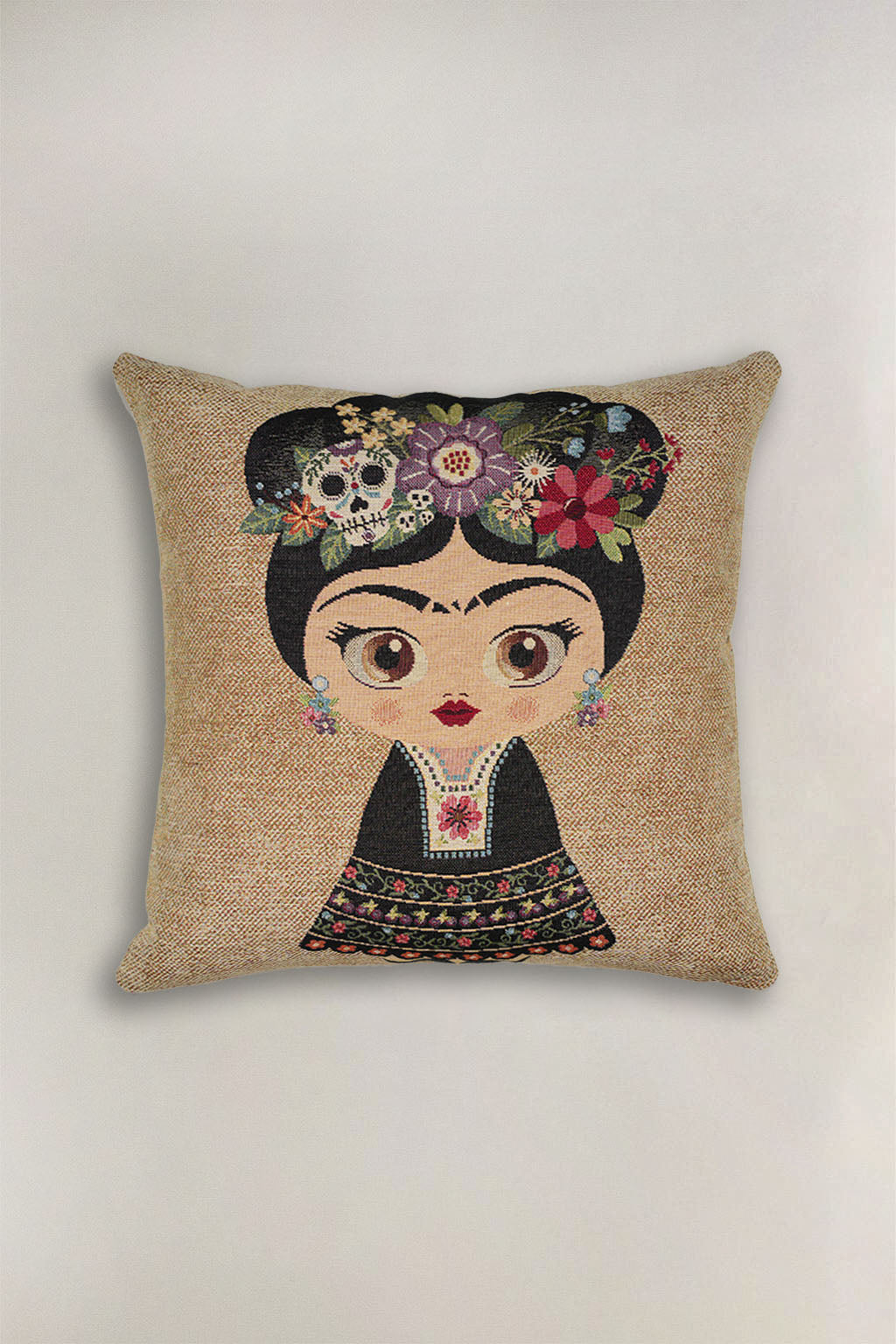 FODERA CUSCINO GOBELIN FRIDA KAHLO NERO