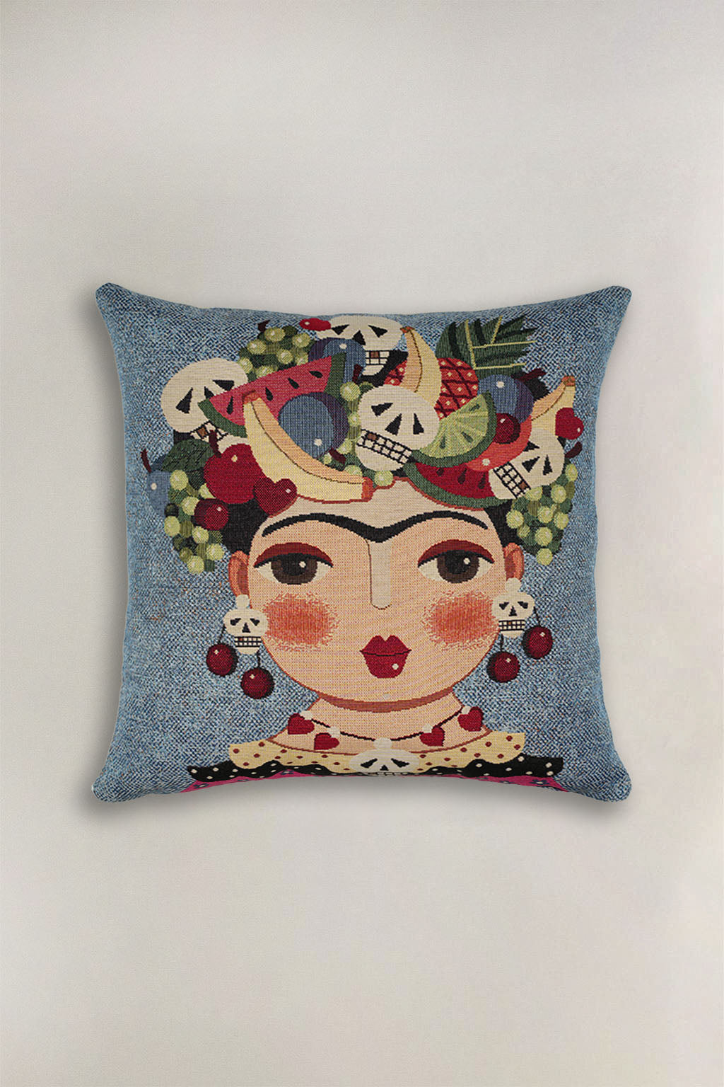 FODERA CUSCINO GOBELIN FRIDA KAHLO AZZURRO