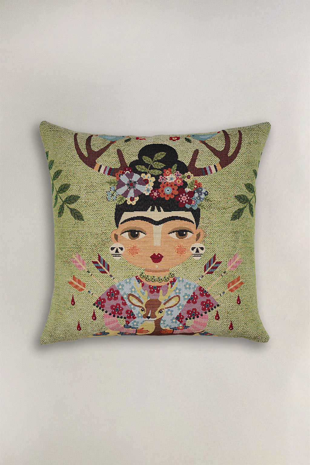 FODERA CUSCINO GOBELIN FRIDA KAHLO CON FIORE