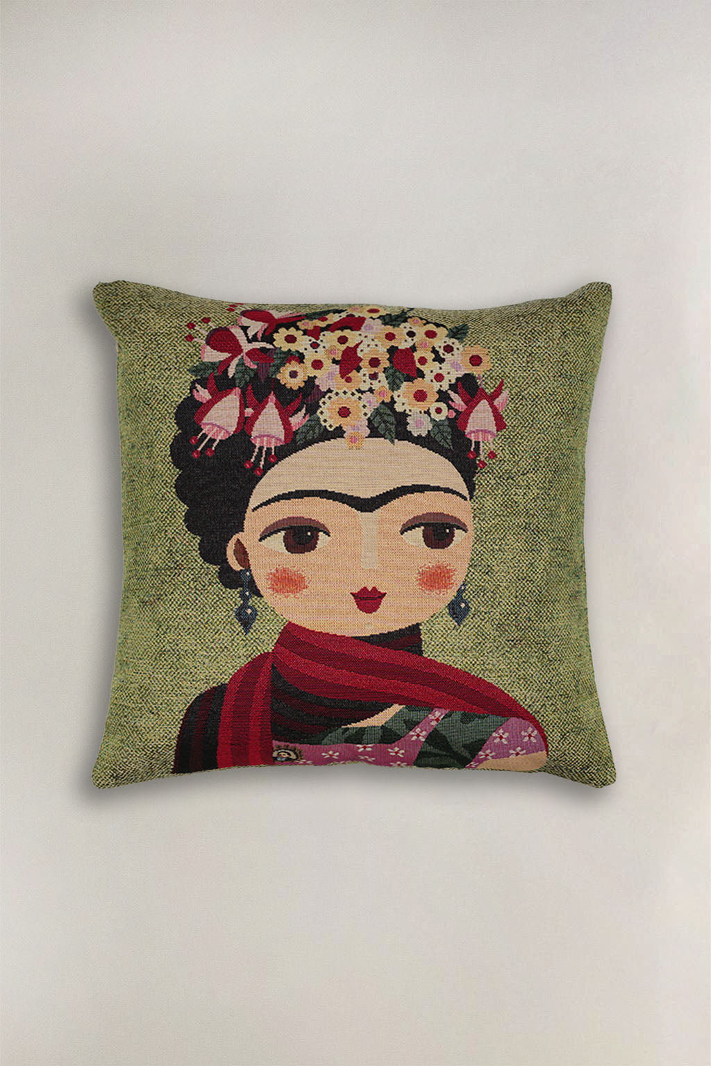 FODERA CUSCINO GOBELIN FRIDA KAHLO VERDE