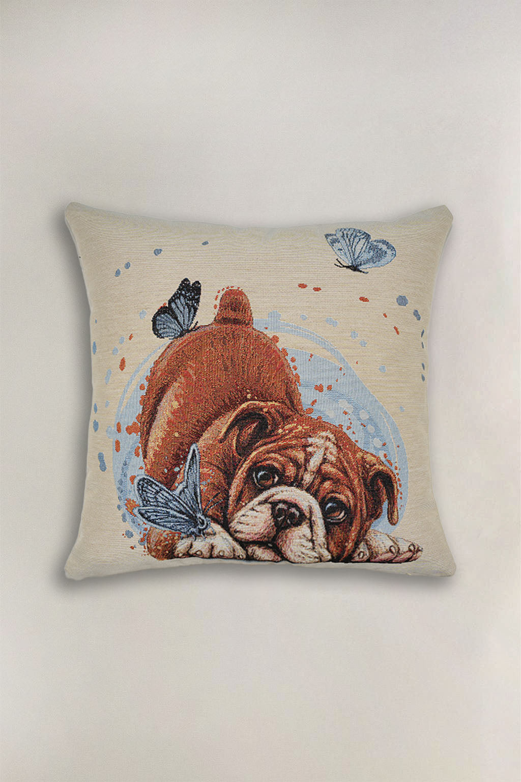 FODERA CUSCINO GOBELIN BULLDOG E FARFALLA