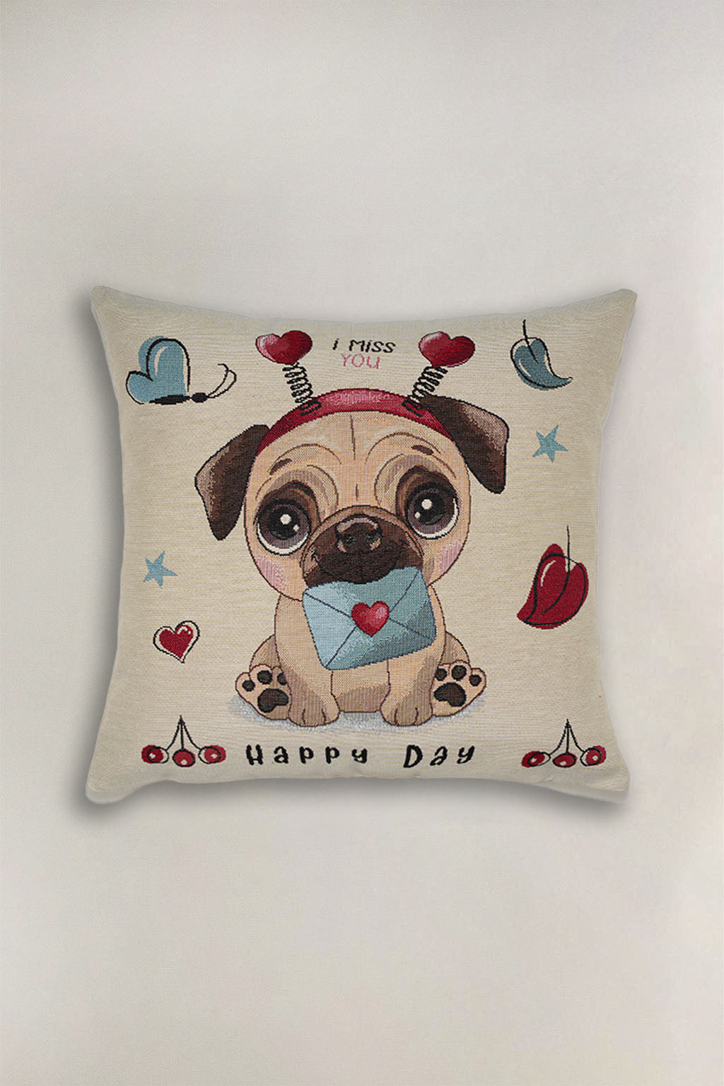 FODERA CUSCINO GOBELIN CANE HAPPY DAY